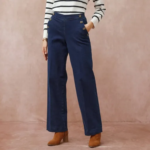 Široké džínsy s ozdobnými gombíkmi