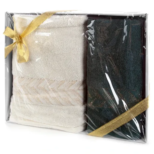 ArtFir Sada uterákov GLOW | krémová/tmavozelená