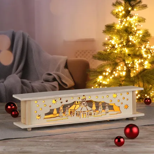 Haushalt international LED Dřevěná dekorace Vánoční krajina