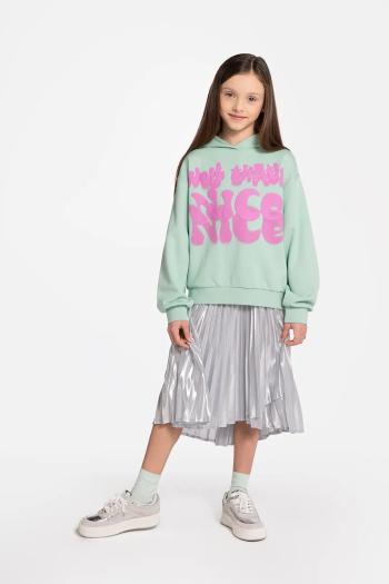 Dievčenská sukňa Coccodrillo strieborná farba, midi, áčkový strih, COSMIC GIRL JUNIOR