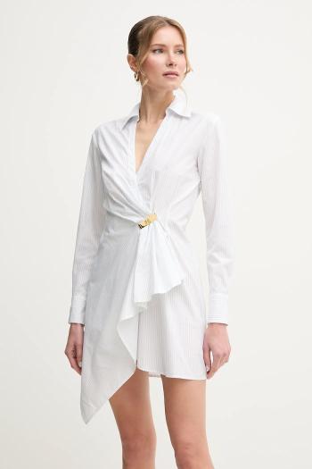 Bavlnené šaty Elisabetta Franchi biela farba, mini, áčkový strih, AB72551E2