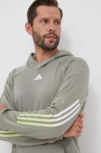 Tréningová mikina adidas Performance Train Icons zelená farba, s kapucňou, s potlačou