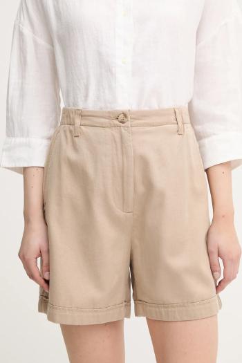 Šortky Tommy Hilfiger béžová farba, jednofarebné, vysoký pás, WW0WW44762