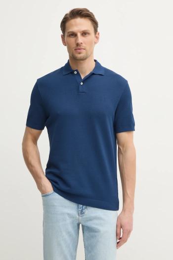 Bavlnené polo tričko Hackett London pánske, tmavomodrá farba, jednofarebné, HM563450