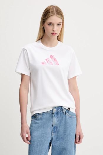 Bavlnené tričko adidas dámske, biela farba, JV6085