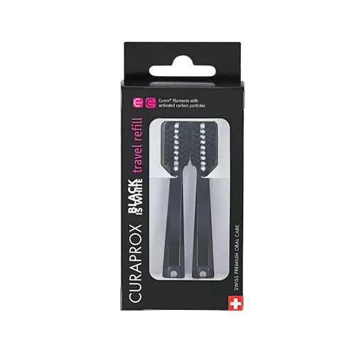 CURAPROX Travel set Black is White - náhradná hlavica 2 kusy