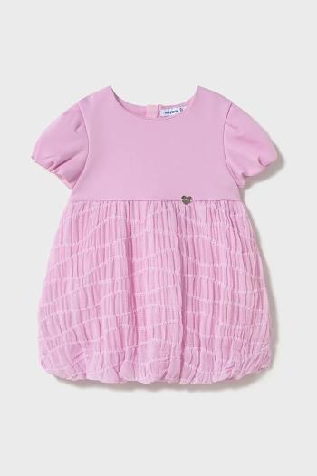 Šaty pre bábätká Mayoral ružová farba, mini, rovný strih, 1983