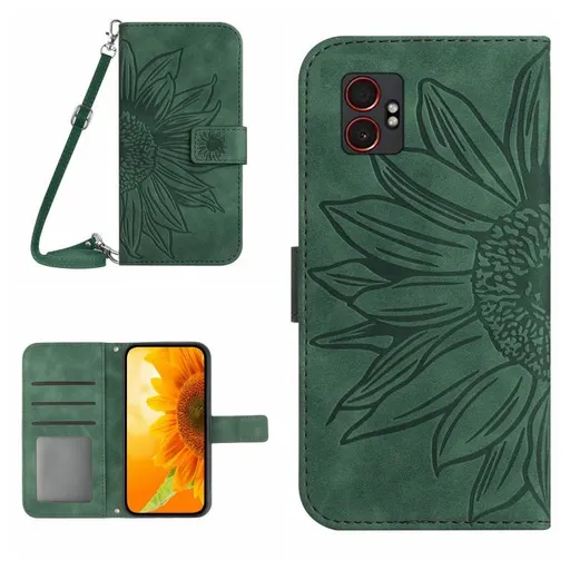 ART SUNFLOWER Peňaženkový obal so šnúrkou pre Samsung Galaxy Xcover 7 Pro zelený