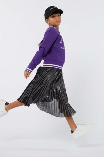 Dievčenská sukňa Karl Lagerfeld strieborná farba, mini, áčkový strih, Z30196