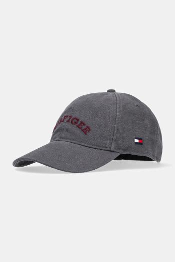 Bavlnená šiltovka Tommy Hilfiger šedá farba, s nášivkou, AM0AM13003