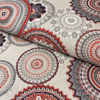 Dekoračná látka Linenlook Geometric mandala red