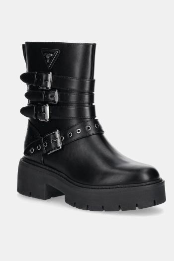 Členkové topánky Guess SALVO čierna farba, na platforme, FLTSVO FAL10