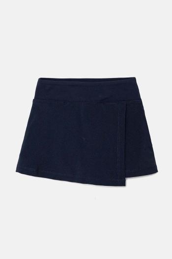 Dievčenská sukňa Abercrombie & Fitch tmavomodrá farba, mini, áčkový strih, KI243-4057