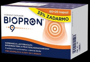 BIOPRON 9 Kombinácia laktobacilov, bifidobaktérií a fruktooligosacharidov 80 kapsúl