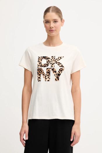 Bavlnené tričko Dkny dámske, béžová farba, DP5T1364