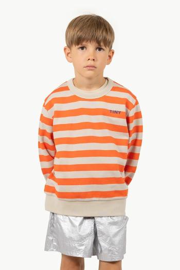 Detská bavlnená mikina Tinycottons STRIPES SWEATSHIRT oranžová farba, vzorovaná, SS25-125