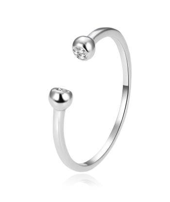 Agato Otvorený strieborný prsteň so zirkónmi AGT-R45W 52 mm