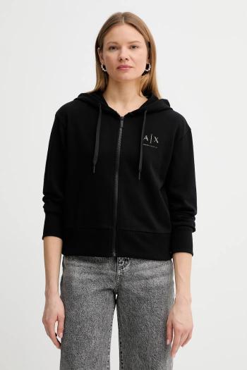 Bavlnená mikina Armani Exchange čierna farba, s kapucňou, jednofarebná, XW000496 AF12739