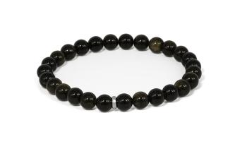 Agato Korálkový náramok z obsidiánu MINK142/20