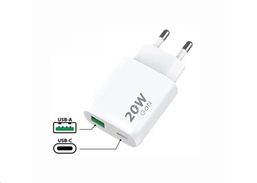 WG - Sieťová nabíjačka 2x USB, 1x USB-C PD 20W + 1x USB-A QC3.0 18W, white