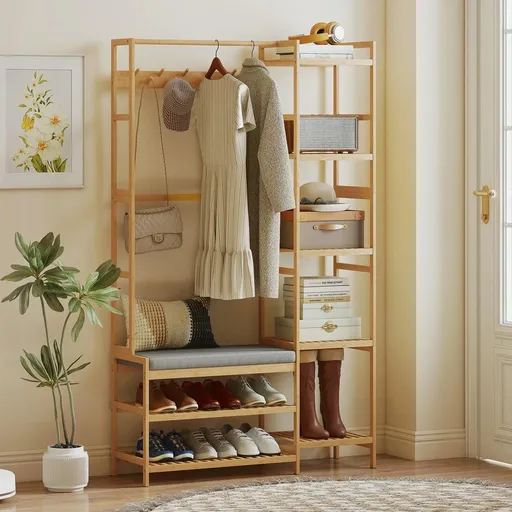 HOMCOM Předsíňová stěna, přírodní