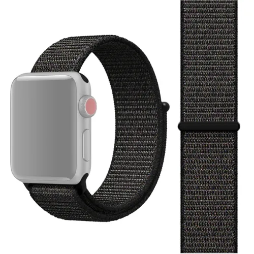 NYLON Remienok Apple Watch 9 / 8 / 7 (45mm) / 6 / SE / 5 / 4 (44mm) / 3 / 2 / 1 (42mm) čierny