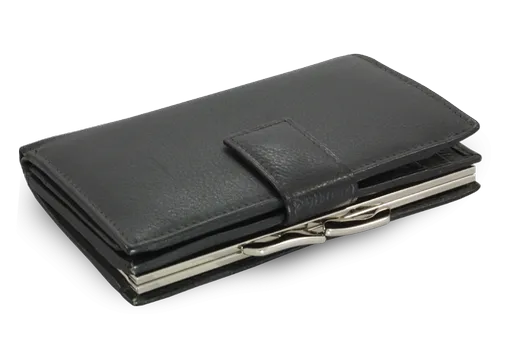 Čierna dámska kožená rámová peňaženka so zápinkou 511-6232-60