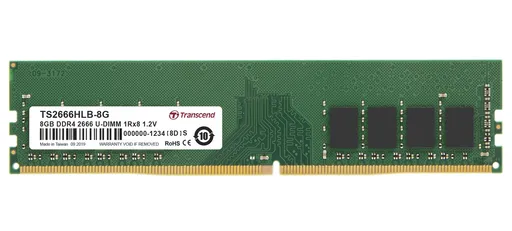Transcend pamäť 8GB DDR4 2666 U-DIMM 1Rx8 1Gx8 CL19 1.2V