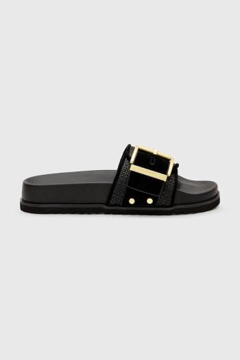 Šľapky AllSaints Ellie Raffia Slider čierna farba, W094FC