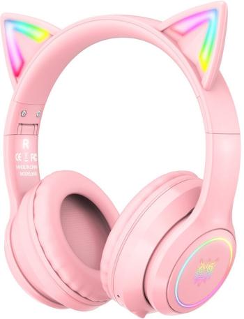 Onikuma B90 RGB Cat Ear Bluetooth Wireless Gaming Headset Ružová PC slúchadlá