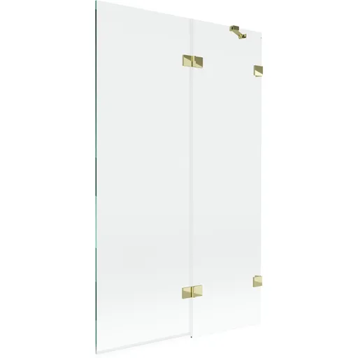 MEXEN/S - Lunar vaňová zástena 2-krídlová pravá 110 x 150, transparent, zlatá 897-110-100-50-00-P