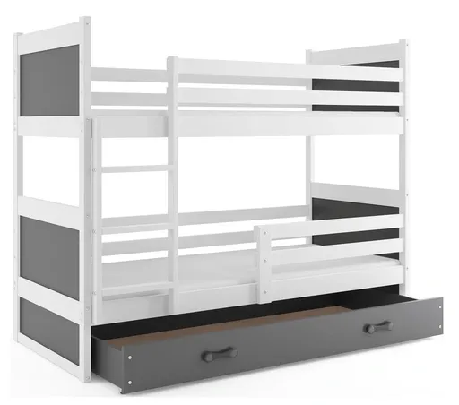 BMS Detská poschodová posteľ RICO 3 s úložným priestorom | biela 90 x 200 cm Farba: Sivá
