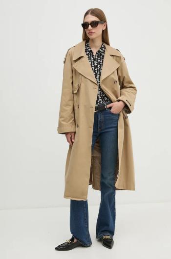 Trenčkot Pepe Jeans BIANCA dámsky, béžová farba, prechodný, oversize, PL402446