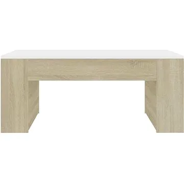 Konferenčný stolík biely a dub sonoma 100 × 60 × 42 cm drevotrieska (802116)