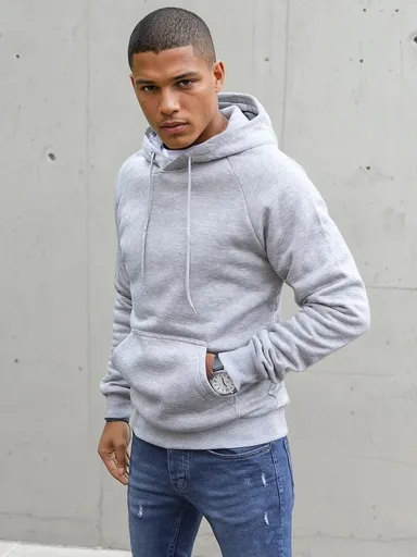 Klasická svetlo-sivá mikina s kapucňou