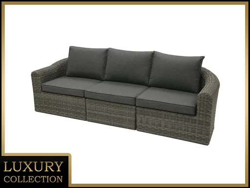 DEOKORK Ratanová lavica pre 3 osoby BORNEO LUXURY (sivá)