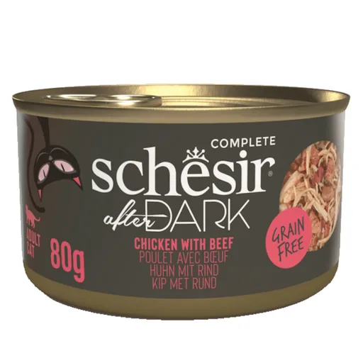 SCHESIR After Dark Wholefood konzerva pre mačky kura a hovädzie 80 g