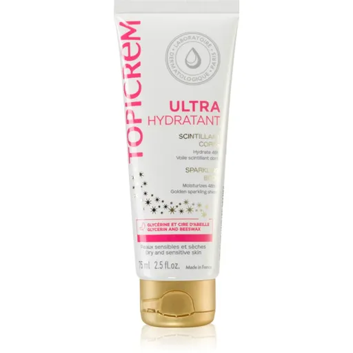 Topicrem UH BODY Ultra-Moisturizing Sparkling Body intenzívne hydratačné telové mlieko s trblietkami 75 ml