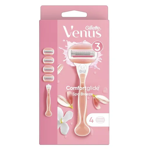 GILLETTE Venus3 ComfortGlide SpaBreeze Holiaci strojček + 4 ks náhradných hlavíc