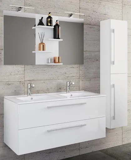 VCM 4dílná umyvadlová skříňka Budasi s vysokou skříňkou, bílá