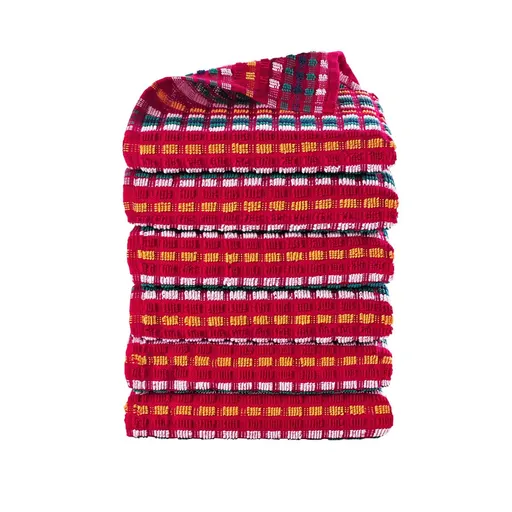 Veľké kockované froté uteráky na ruky, červená, súprava 6 alebo 12 ks