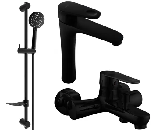 MEXEN/S - Kama DF75 Set umývadlovej a vaňovej batérie s príslušenstvom, čierna 72513DF75-70