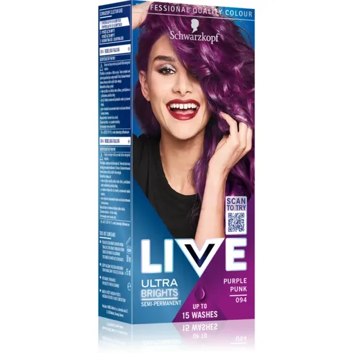 Schwarzkopf LIVE Ultra Brights or Pastel semipermanentná farba na vlasy odtieň 94 Purple Punk 1 ks