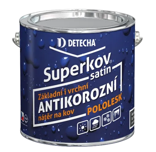 DETECHA Superkov satin - vysokoodolný antikorózny syntetický náter 0,8 kg ral 9003 - signálna biela