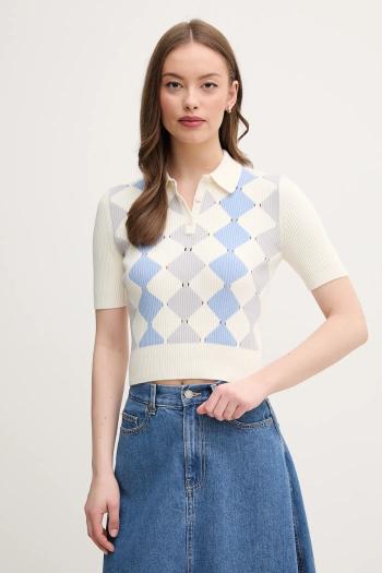 Polo tričko United Colors of Benetton dámske, béžová farba, 124ME3019