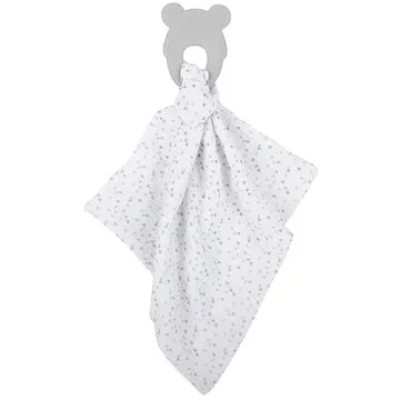 Nattou hryzadlo silikónové bez BPA s bavlnenou dečkou 28 × 28 cm grey (5414673877886)