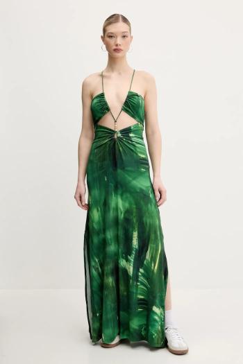 Šaty Desigual MONTPELLIER zelená farba, maxi, rovný strih, 25SWVK55