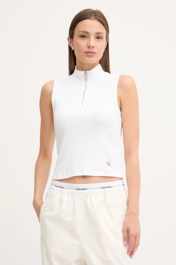 Top Calvin Klein Jeans biela farba, s polorolákom, LV047C909G
