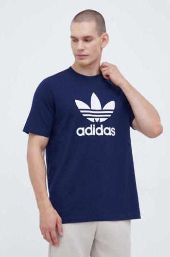 Bavlnené tričko adidas Originals tmavomodrá farba, s potlačou