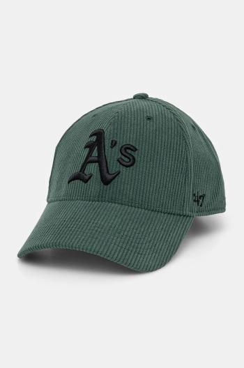 Menčestrová baseballová čiapka 47 brand MLB Oakland Athletics zelená farba, s nášivkou, B-THCKM18EWS-DG